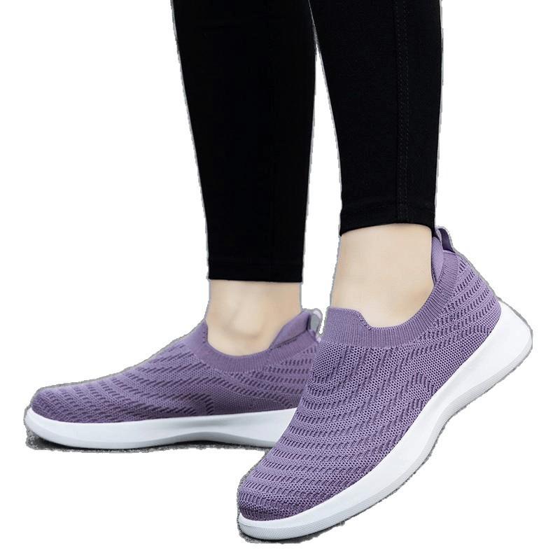 2025 men's shoes casual shoes summer new comfortable one-pedal shoes women's flying woven breathable running sneakers trendy shoes
