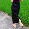 Women's 2025 Summer White Polka Dot High-Waisted Slit Skirt - Versatile & Slimming Style