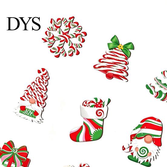 Handmade Wooden Ornaments for Holidays 12/24/36 Pcs Christmas Set, Red Green Striped Candy Cane Tree Country Style Decorations, Xmas Hanging