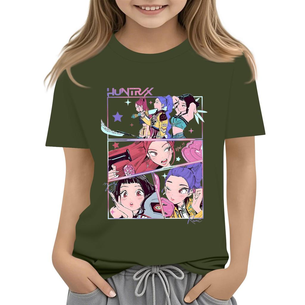 Boys Girls Round Neck Casual Printed Short-sleeved T-shirt Top