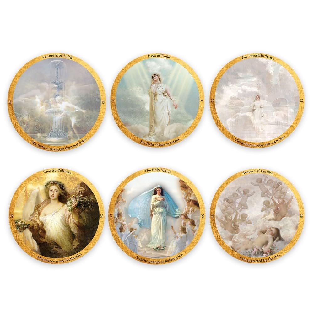 Kancharo 40-Card Oracle Card Set, Tarot Card Reading [Angelic Realms Oracle], Includes Japanese Oracle Card Basic Instructions & Pouch (Authentic)