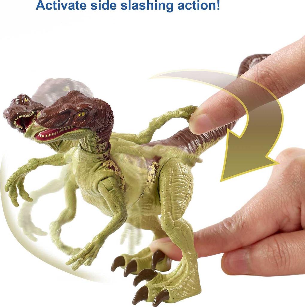 Mattel Jurassic World Realistic Mini Action Figure Slash Velociraptor 4 and GWN32 Attack! [Dinosaur Toy] [Ages Up]