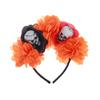 Halloween Headbuckle Undead Holiday Headgear Black and Red Simulation Flowers Skull Party Headband