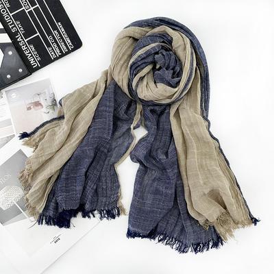 Cotton Linen Striped Scarf for Men Autumn Winter Patchwork Scarves Warm Neckerchief Male Accessories Bufanda Shawl