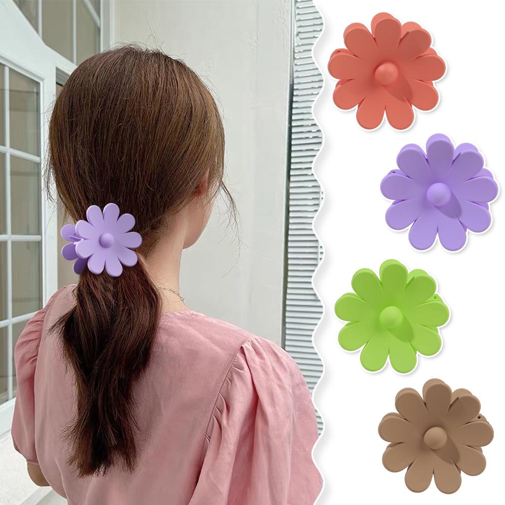 2023 New Chrysanthemum Matt Flower Plastic Hair Claw Clips Large Size for Women & Girls Thick Hair
