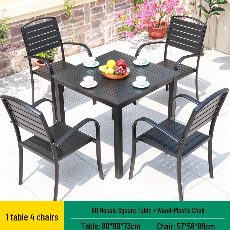 Sun-Resistant Outdoor Wood-Plastic and Metal Tables & Chairs for Leisure or Commercial Use