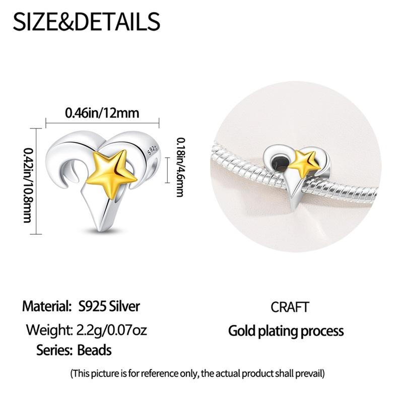 Copper 3 Types Of Twelve Zodiac Charm Series Beads For Original 3Mmbracelet Diy Making Women Jewelry Gifts