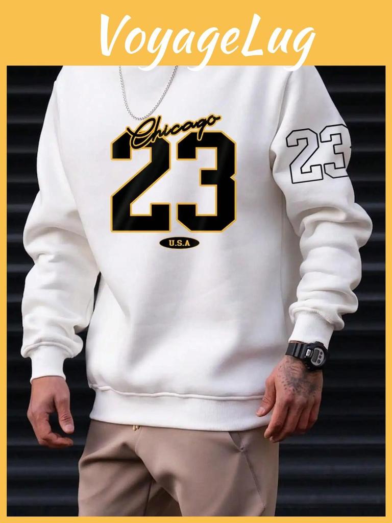 Mektup 23 Usa Sanat Tasarım Erkek Giyim Sokak Stili Polar Sweatshirtler Sonbahar Günlük Kapüşonlular Modaya Uygun Bisiklet Yaka Kazaklar