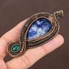 Natural Sodalite,Green Onyx Stone Handmade Copper Wire Wrap Pendant 3.74" Q3E19