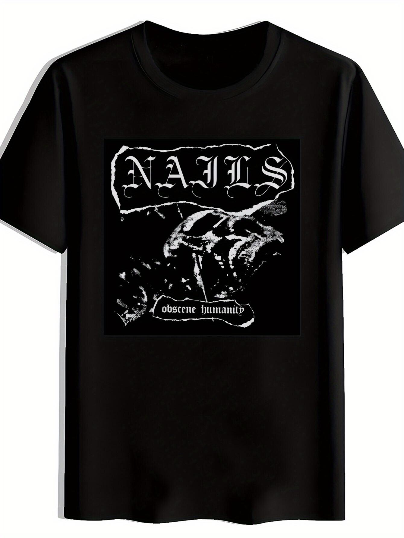 Summer Casual Graphic T-shirt - Black Distressed Letter Print XXXL
