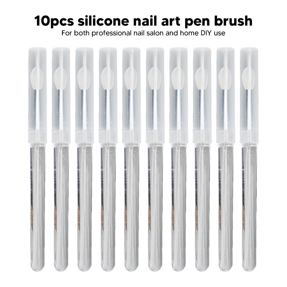 10pcs Uniform Application Effect Reusable Silicone Nail Brush  Also For Lipstick And Eye Makeup Use