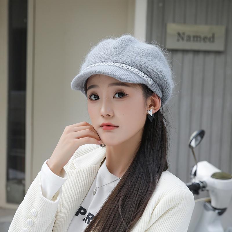 Autumn and Winter Solid Color Knitted Warm Knitted Hat for Mom Middle Aged and Elderly Female Duck Tongue Hat
