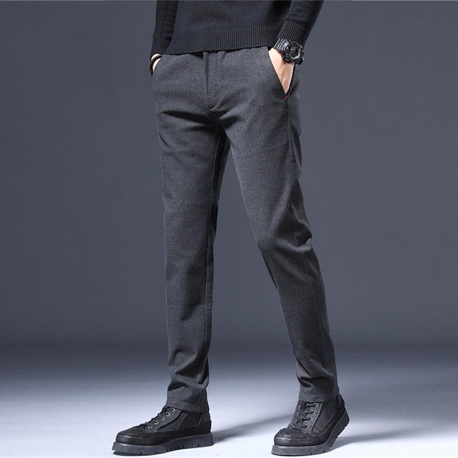Men's business casual pants autumn and winter simple fashion trousers versatile comfortable straight slim small feet suit pants men