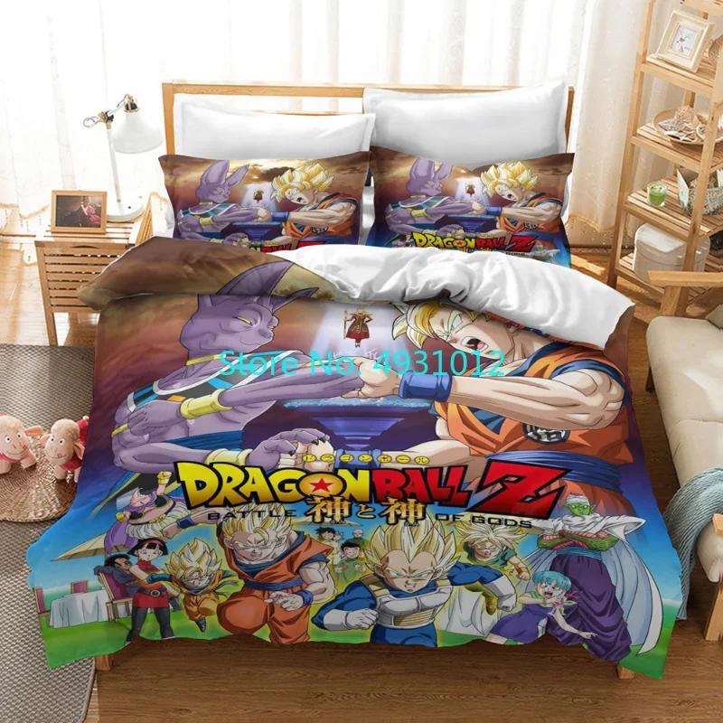 Cool Super Dragon Ball Z Son-Goku Anime Japanese Bedding Set Pillowcase Bedclothes 3D Print Kids Boy Quilt Duvet Cover Gift