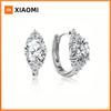 Huitan Geometric Women Hoop Earrings Silver Color Party Daily Versatile Inlaid Shining CZ Lady Accessories Delicate Chic Jewelry
