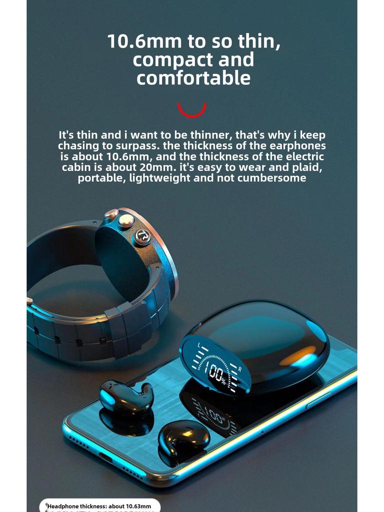 MD528 Bluetooth Headset: TWS Dual-Ear Comfortable On-Ear Style for Sleeping, Long Battery Life.