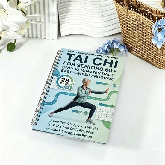 Codzienny Planer Praktyki Tai Chi Seniorzy Początkujący 28-dniowy Dziennik Fitness Tai Chi Poprawa Równowagi Wellness Siła Tai Chi Przewodnik po Odchudzaniu