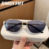 Trendy Small Frame Cat Eye Sunglasses Y2K Street Style Sunglasses Outdoor Men Women Fashion Outdoor Glasses Full Frame Silver Frame Light Blue Goggle
