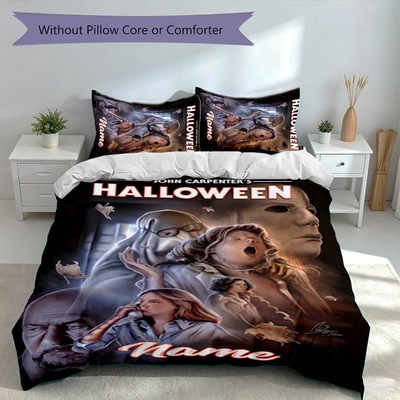 Set da 3 pezzi con nome personalizzato Michael Myers, Include 1 copripiumino e 2 federe, Decorazione per camera da letto per tutte le stagioni