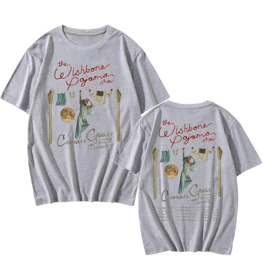 

Conan Gray Футболка для тура The Wishbone Pajama Show 2025 с принтом нового альбома, хлопковая, летняя, мужская, женская, уличная одежда XXL серый