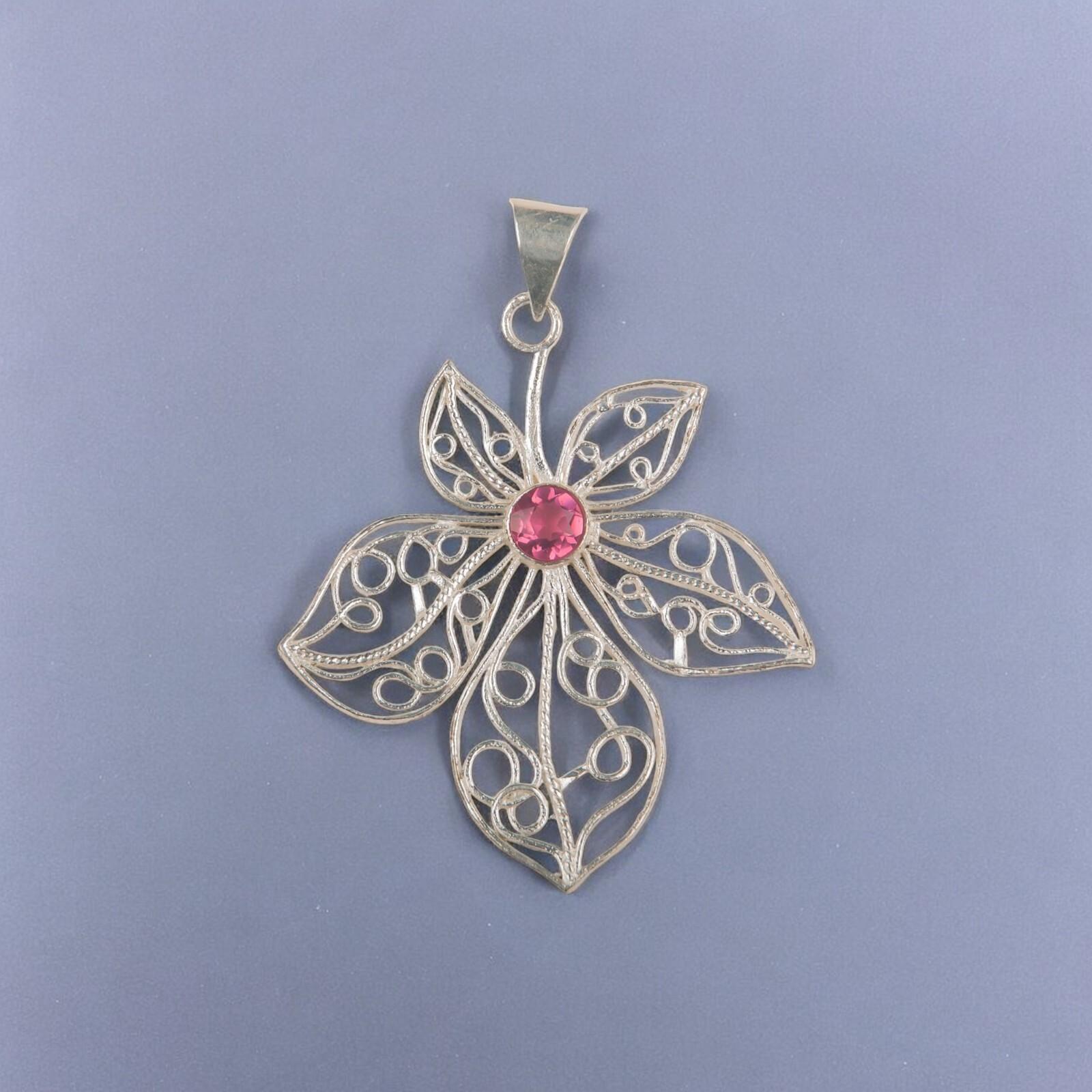 

Драгоценный камень Розовый Турмалин Ювелирное изделие из серебра 925 пробы Подвеска 2,29 Свадебный подарок CP-19-2