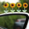 Car Interior Decor for Teen Girls Sunflower Dashboard Decor, Resin Wobble Flower Ornament with Non Cute Slip Adhesive, Shaking Rearview Mirror Office