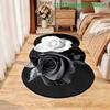 1pc Luxury Black White Rose Carpet, Durable Non-Slip Washable Indoor Rug For All Seasons, Halloween Thanksgiving Christmas Decor