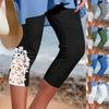 Pantaloni da Yoga Semplici a Base Colorata con Bordi in Pizzo da Donna per l'Estate, Indossabili Anche Come Pantaloni Corti da Esterno