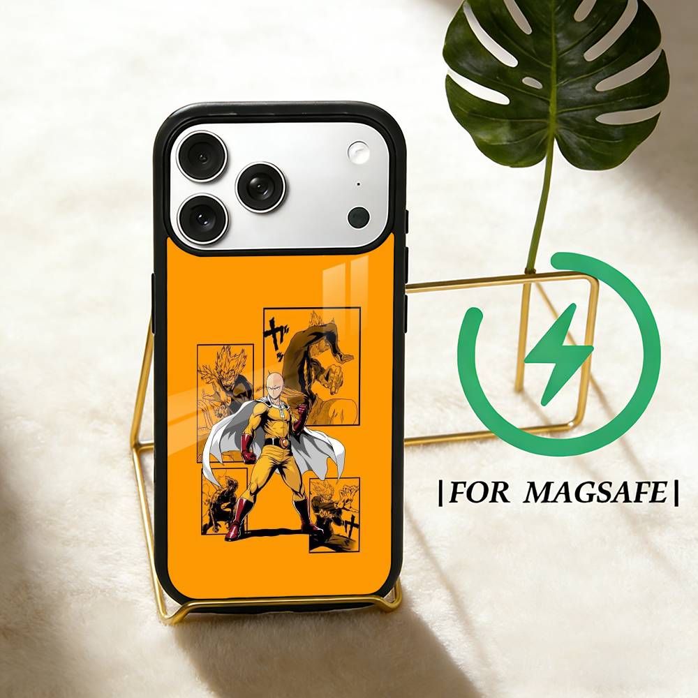 Anime O-One P-Punch Man Phone Case For iPhone 17,16,15,14,13,12,Plus,Pro,Max for Magsafe Magnetic Wireless Charging iPhone12PROMAX