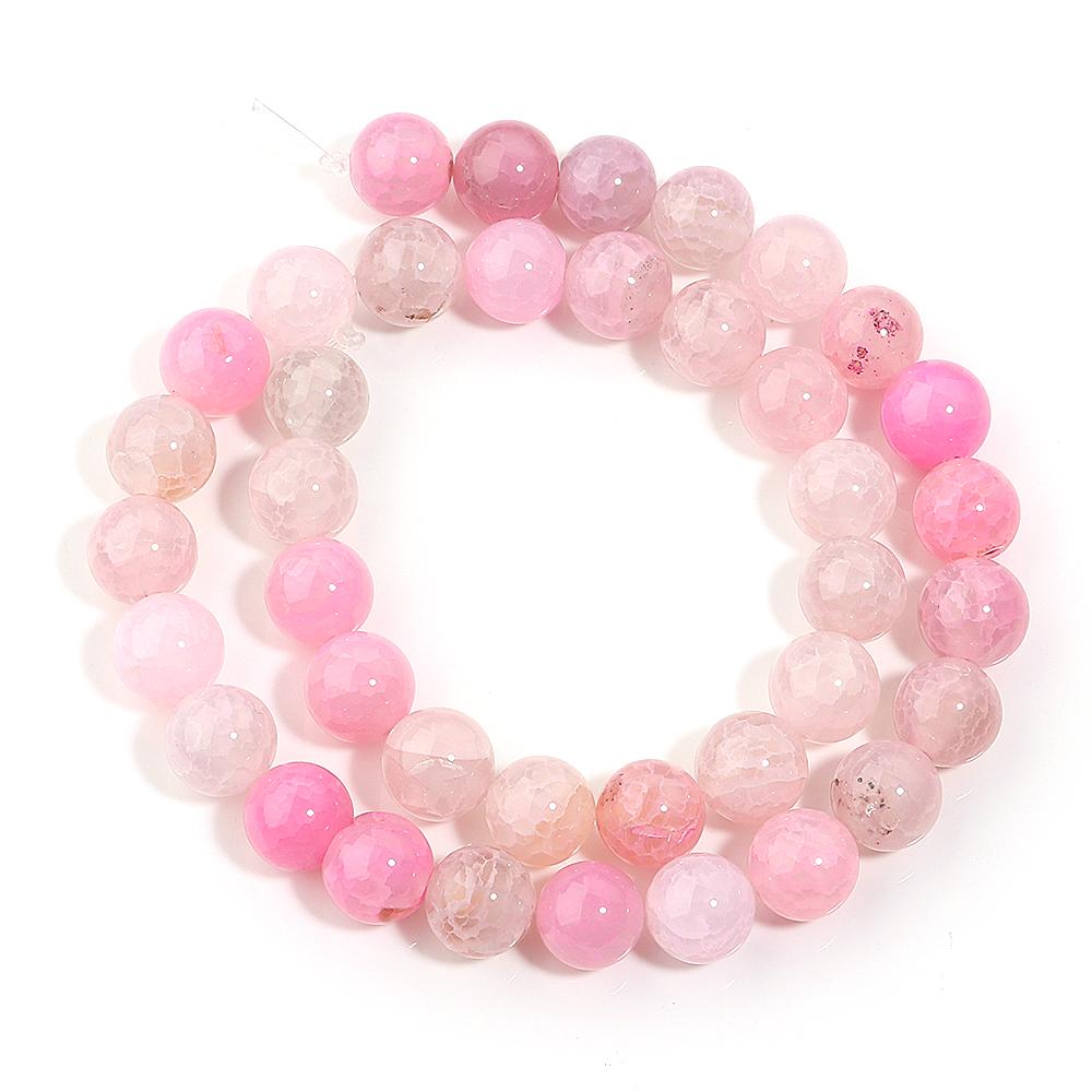 6/8/10mm Natural Stone Beads Pink Dragon Pattern Agate Round Loose Beads For Jewelry Making DIY Bracelets Necklace Accessories