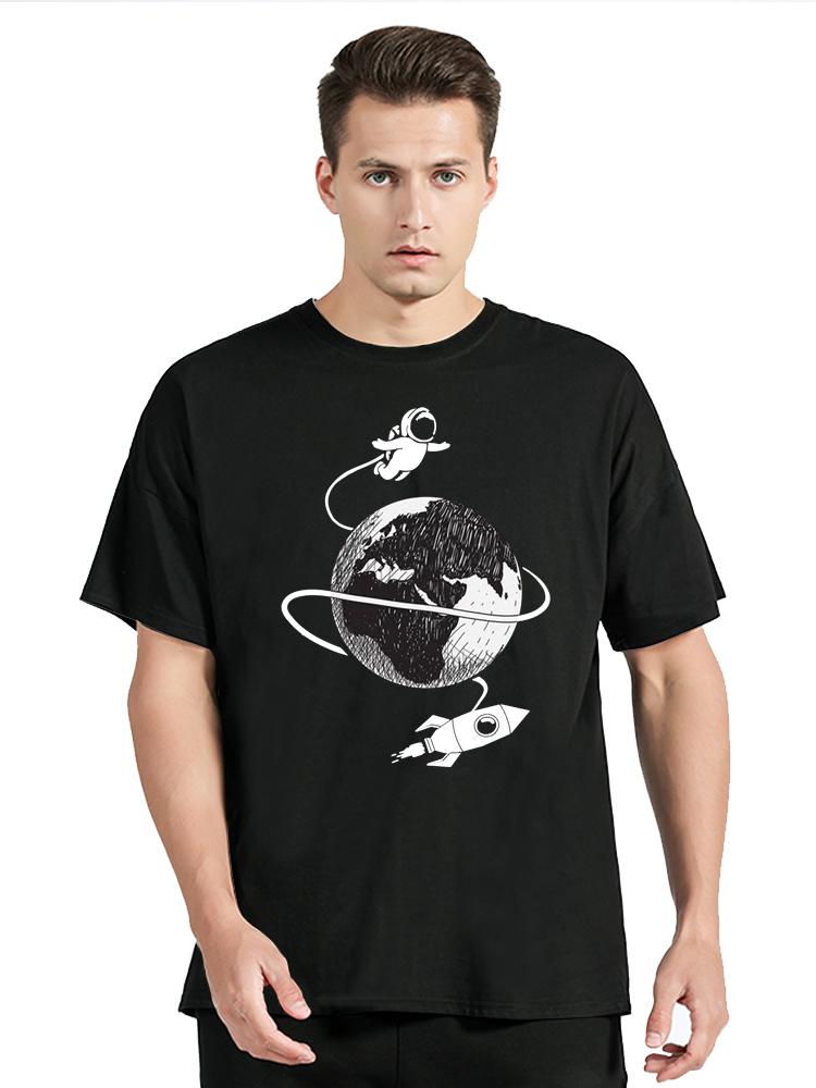 Astronaut Spaceship Lunar Surface Print Tshirt Fashion Summer Unisexs Clothes Oversized Tshirt Hip Hop Tshirt Casual Oneck Tees