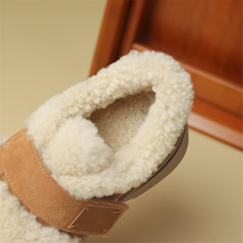 Fashion New Winter Cow Suede Platform Shoes for Women Round Toe Wool Women Pumps Zaptos Mujer Chunky Heel Loafers High Heel Ladies Shoes