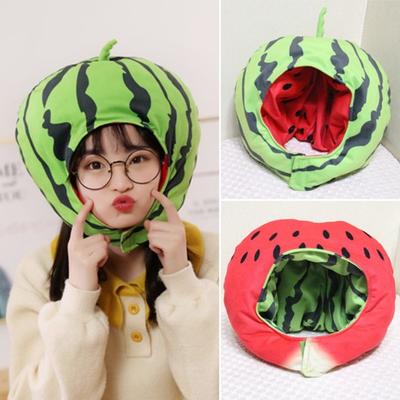 Wassermelone Plüschhut Extra Weich Realistisch Aussehend Nicht Ausbleichend Voll Gefüllt Waschbar Verkleiden PP Baumwolle Wassermelone Plüschhut Foto-Requisite