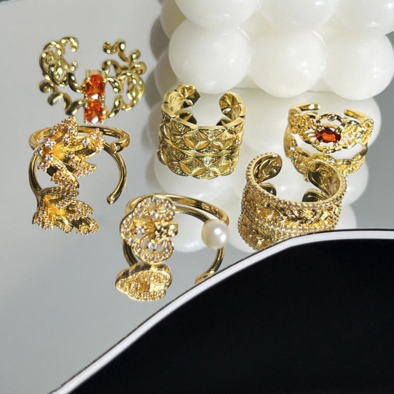 Stylish Vintage Styles Wheat Designs Open Rings for Women Adjustable Sturdy Alloy Gold Color Jewelry Statement Pieces