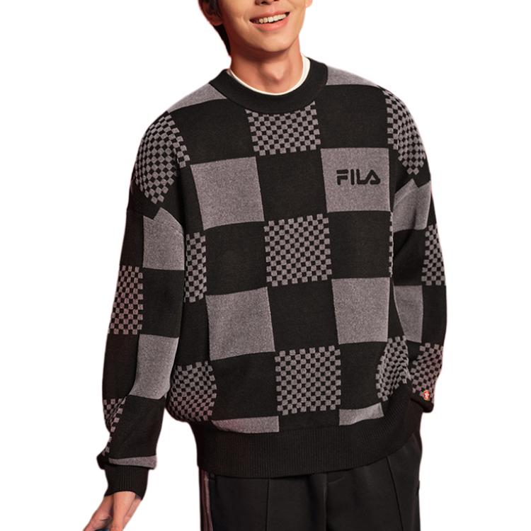 Fila Original Checkered Fashion Warm Pullover Sweater Men Sweater Black F51M519402FBK