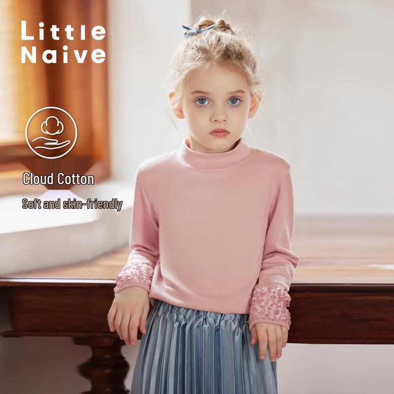 Девочкин лонгслив с высоким воротником и манжетами с пайетками 170