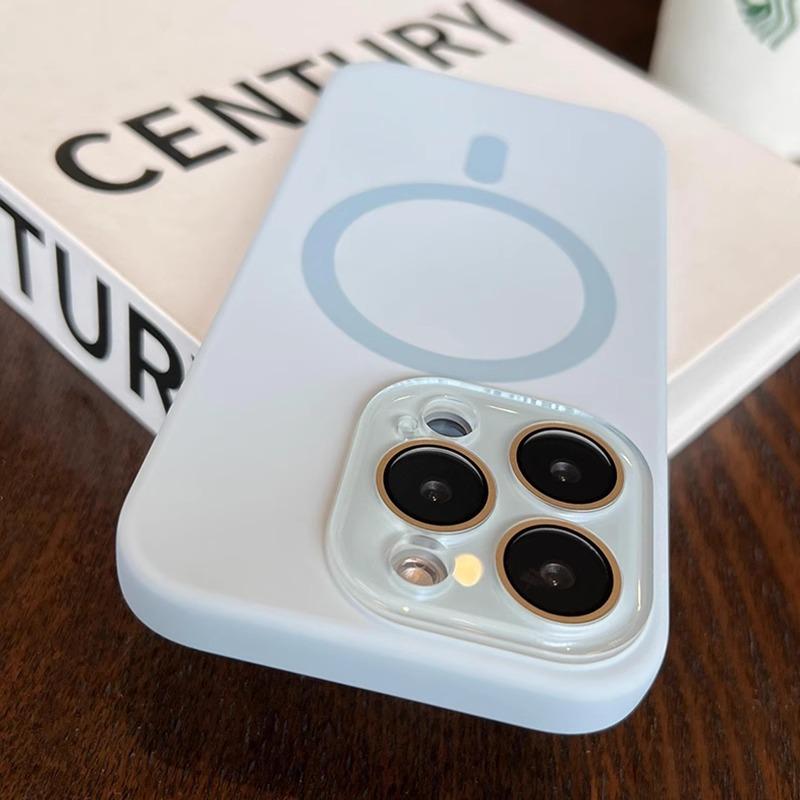 Applicable To IPhone 16 Apple Phone Case Liquid Silicone Magnetic Light Cyan 14 All Inclusive Lens Film 13 Anti Fall
