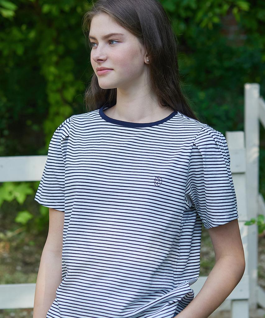 NONLOCAL Stripe Puff Sleeve T-Shirt - White Stripe
