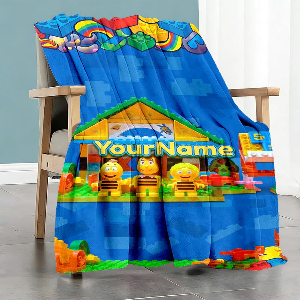 Biene Maja Personalized Name Blanket Multi-purpose Personalized Blanket Ultra-Soft Throw For Nap Home Decor Living Room Seaside Four Seasons Universal