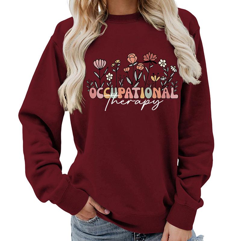 Women's Round Neck Printed Hoodie - Autumn/Winter Outerwear