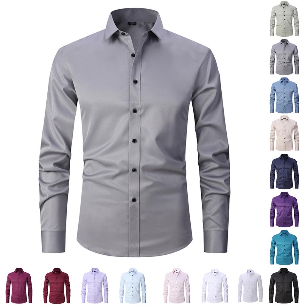 Men's Slim Fit Elastic Shirt, Business Thin Shirt