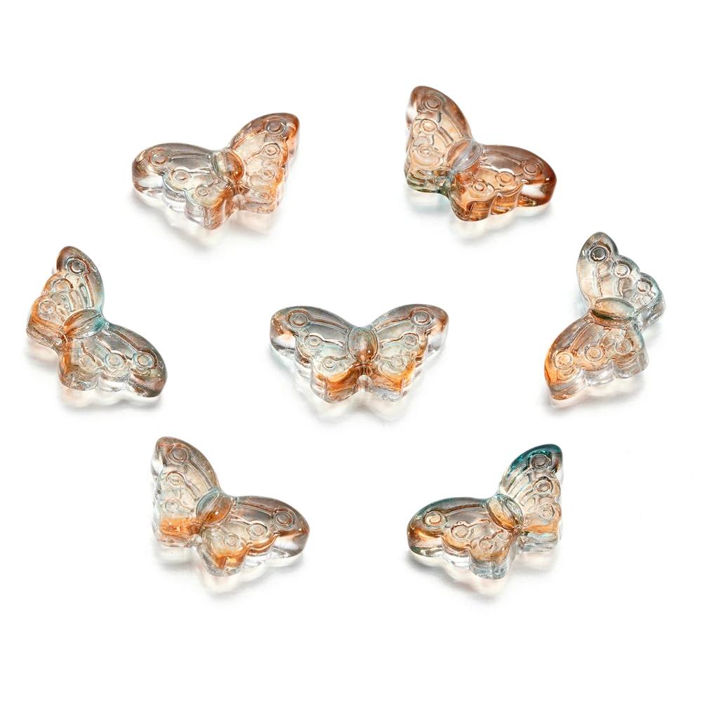 30Pcs/Lot 8*15mm Transparent Glass Small Butterfly Loose Charm Pendants for Necklace DIY Craft Jewelry Making Accessories
