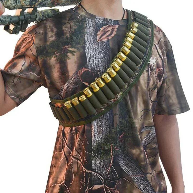 Tactical 30 Rounds Bandolier Belt 12 Gauge Cartridge Pouch Hunting Shotgun Shell Ammo Waist Belt Holder Airsoft Accessories