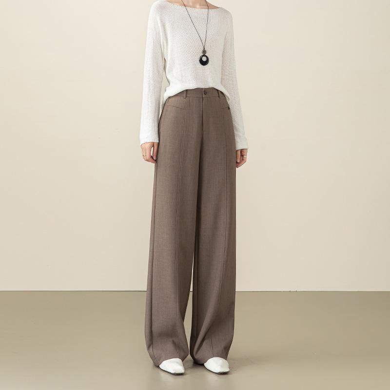 Acetate Wool Wide-Leg Pants Women'S Autumn New Drape Loose Women'S Casual Pants High Waist And Thin Straight Trousers