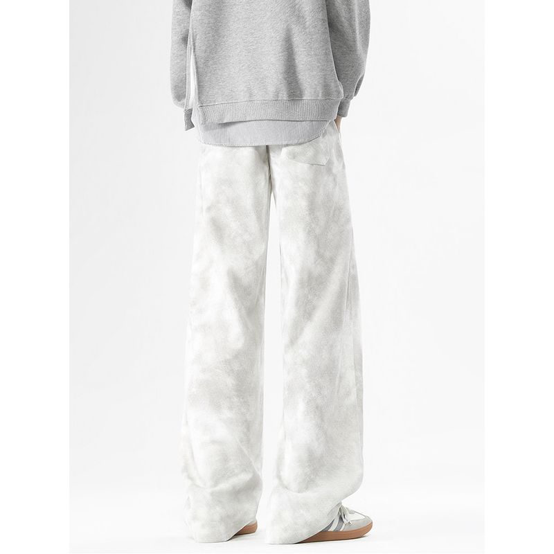 Wassup American-Style Tie-Dye Distressed Pants for Men, New Autumn Trendy Brand, Youth Fashion Versatile High-Street Casual Long Pants
