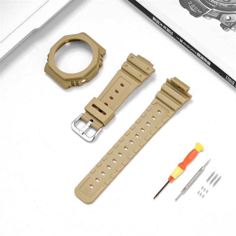 

Для Casio G-SHOCK Octagon Farm Oak GA-2100 TPU Refit прозрачный ремешок для часов корпус силиконовый ремешок для часов ga2100 мужской браслет