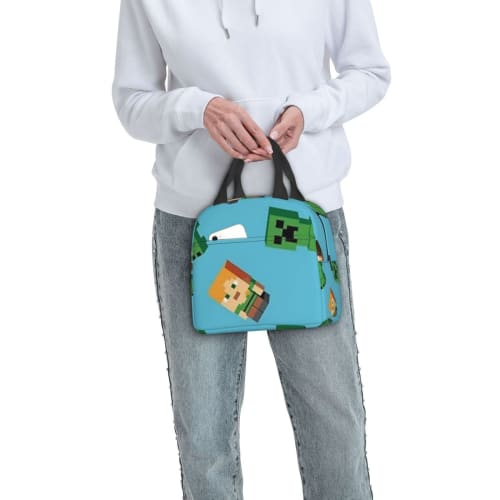 Minecraft Lunch Pack, Reusable Lunch Bag, Compact Lunch Box, Insulated Bag, Fashionable Carrying Bag, Cold Bag, Soft Ice Bag, Tote Bag, Reusable Bag F