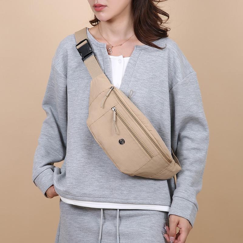 Solid Color Women's Chest Bag Nylon Lightweight Shoulder Crossbody Bag Outdoor Sports Cycling Mobile Phone Waist Bag