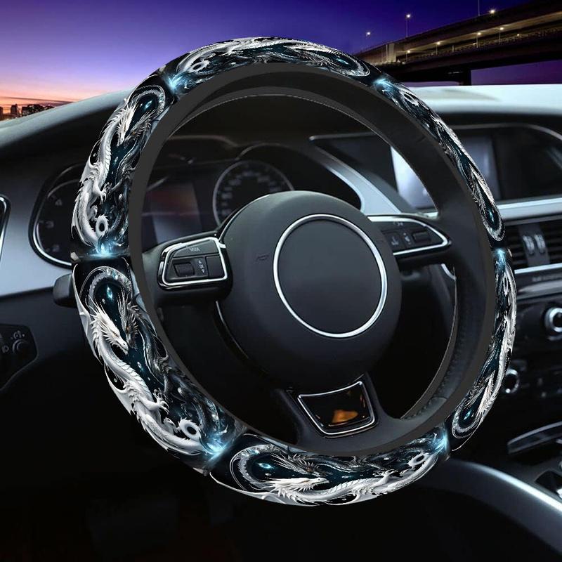 Dragon Duel Steering Wheel Covers Anti Slip Elasticity Car Accessories Steering Wheel Protector Universal 15 Inch for Cars SUV