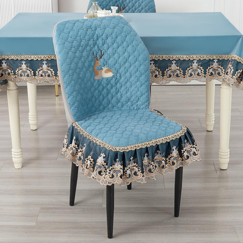 Gebogener Stuhlbezug Neu Einfach All-inclusive Haushalt Baumwolle Verdickt Rückenlehne Integriertes Kissen Esszimmertisch Stuhlbezug Hockerbezug